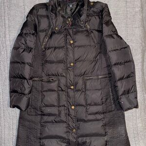 Tommy Hilfiger Black Xtra Long Puffer Women's Jacket Size XL Full Zip